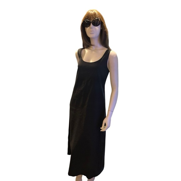 Theory Black Size L Linen Maxi Tank Dress - Picture 4 of 5